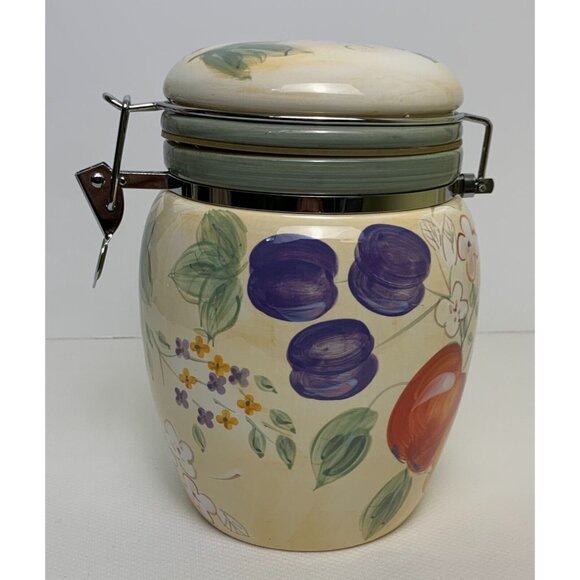 Gibson Home Ceramic Airtight Storage Jar Fruit Grove Canister Clamp Lid Storage - Picture 4 of 10